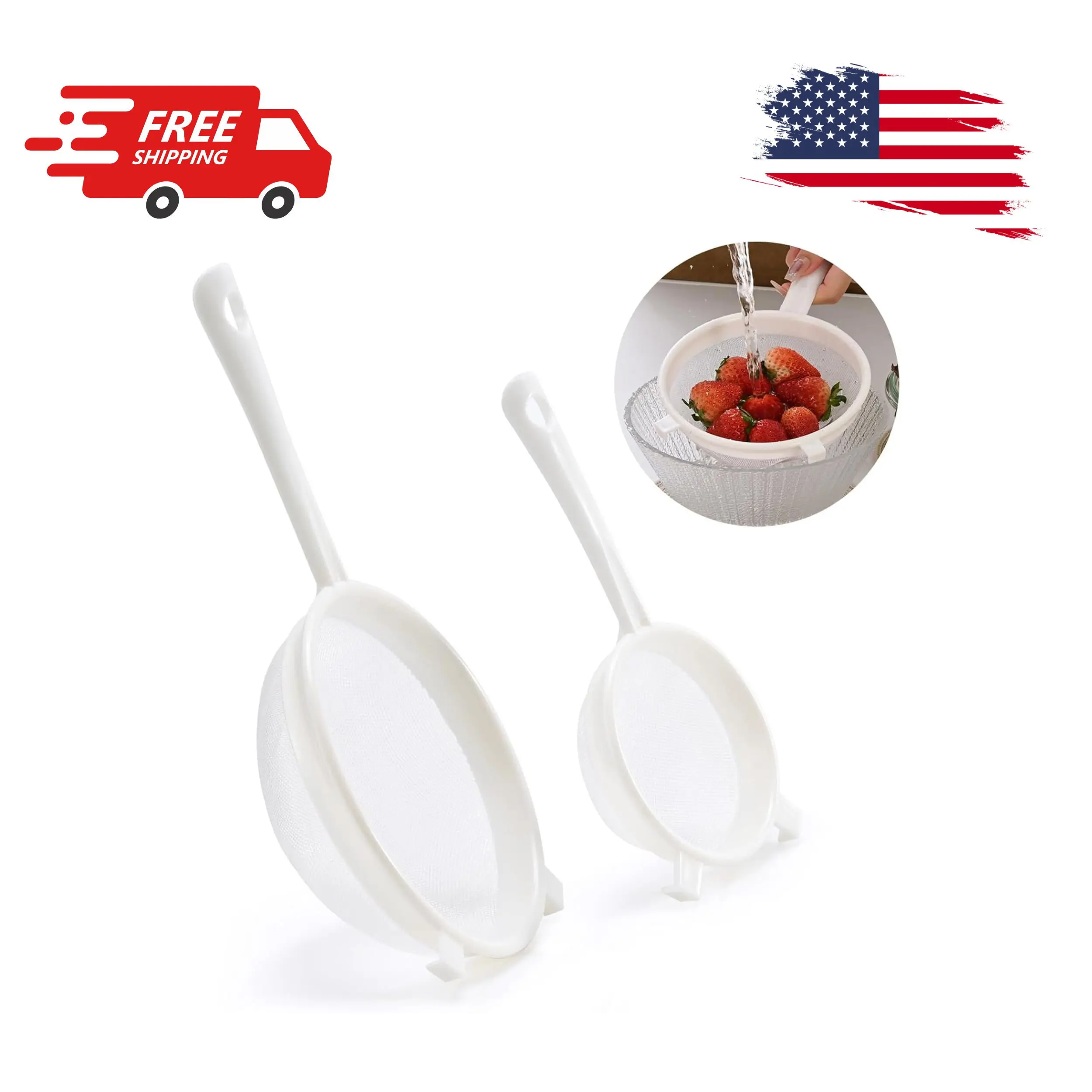 Kefir Strainer Set, 2-Size Plastic Non-Metal Sieve