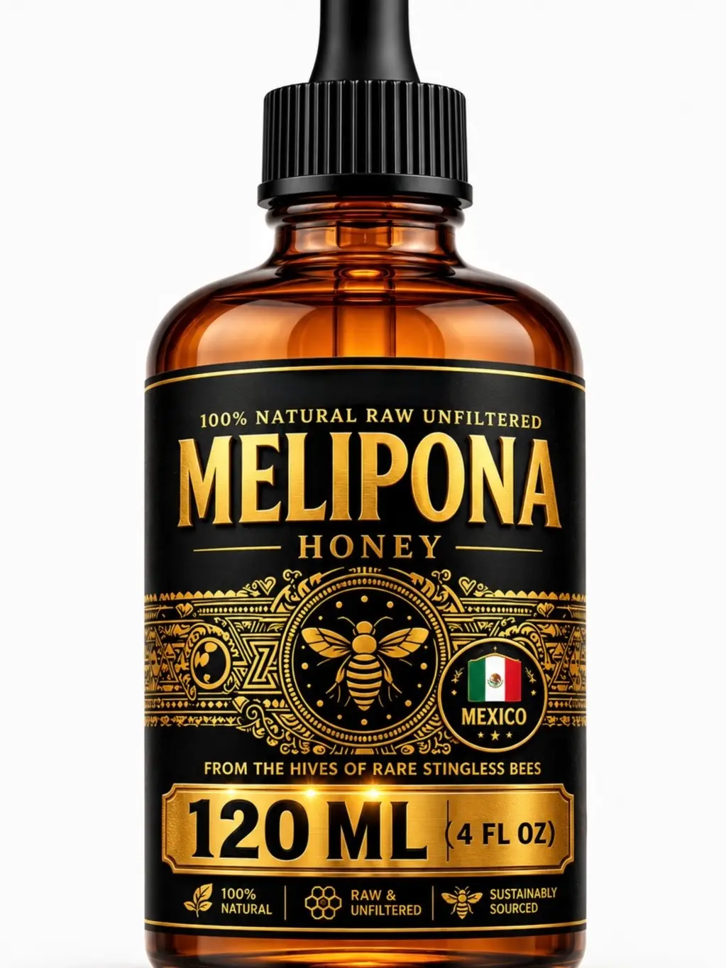 120ML Natural Authentic Jimerito Stingless Bee Honey - Premium Grade, Sweet & Tangy, Imported from Yucatán Mexico, Sugar & Sweetener Staple