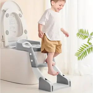 2 in 1 Toddler Potty Toilet Seat Cushion with Ladder Anti-Slip Mat Foldable Potty Trainer Toddler Kids Toilet Training Cushion for Boys and Girls Splash Proof Design Kids Potty Set