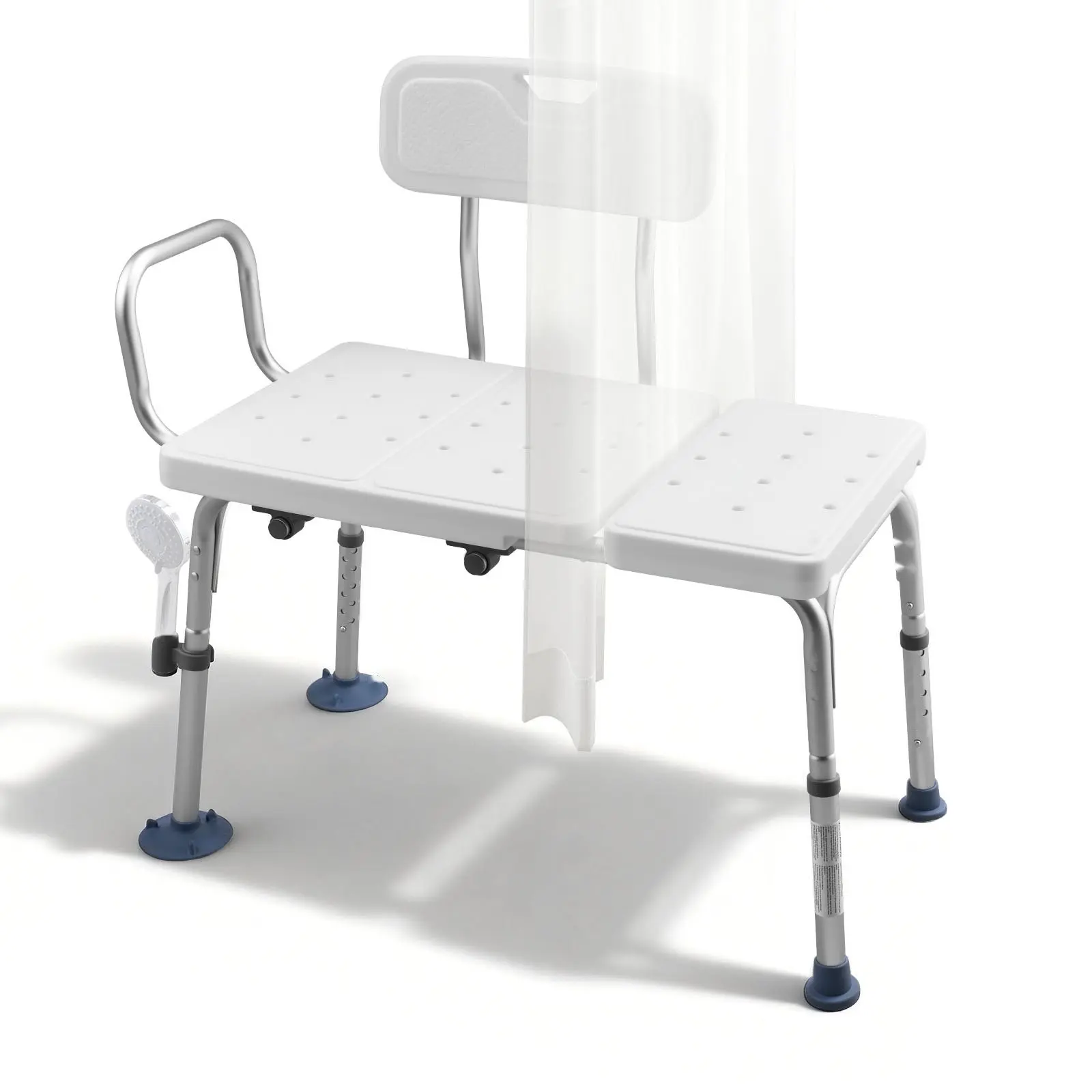 Tub Transfer Bench For Bathtub With Armrest, Backrest And Curtain Slot | 400 Lbs Capacity Heavy Duty Shower Chair | Height Adjustable Bath Seat For Adults, Seniors, Elderly And Disabled, Slip-Resistant, Safe Shower Aid