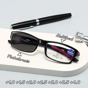 Elderly Near Far Color Changing Eyewear Sports Photochromic Multifocal Reading Glasses Anti Blue Light Presbyopia Glasses