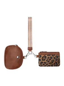 Pomelo Best Women Wristlet Wallet Leopard Cow Print PU Leather Coin Purse with Lanyard Key Card Holder
