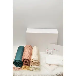 NScarves Fall Butter Hijab Gift Box with 2 Undercaps, 5-6 Marble Satin Hijabs, and 5 Hijab Magnets in Soft, Warm Colors