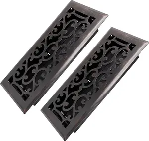 4x10 Inches 2 Pack Heavy Duty Walkable Floor Register - Easy Adjust Air Supply Lever Decorative Floor Vent Covers - Savannah Design Vent Covers for Home - Oil Rubbed Bronze