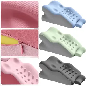 Three ergonomically designed pillows specifically for side sleepers, which can also be used as massage pillows and reading pillows. It features an adjustable wedge support for neck support and comes with a removable, washable pillowcase.