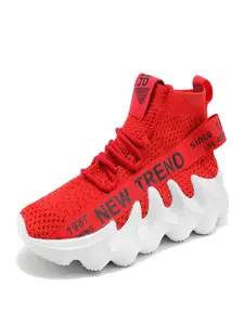 Summer Inner Heel Lift Shoes for Men, 8cm Breathable Flyknit Mesh High Top Sneakers, Summer Sports Socks Shoes for Men