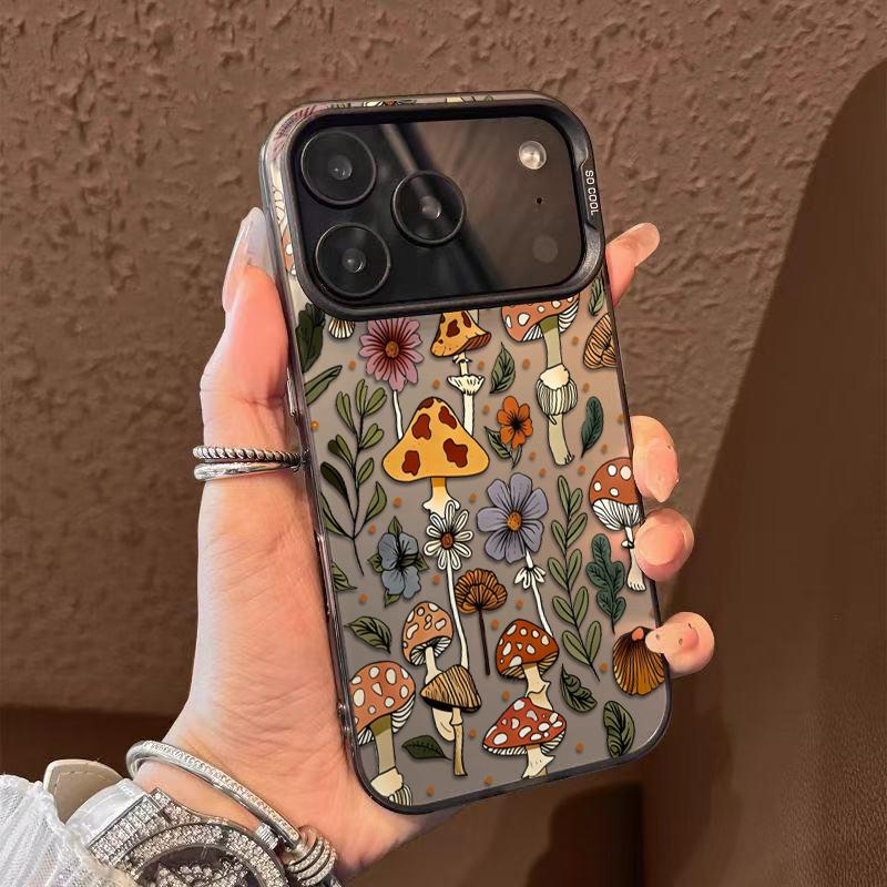 Mushrooms With Blooming Wildflowers Phone Case Durable Hard Acrylic Back Case With An Anti-Yellowing Coating, Made From High-Quality Designed For Reliable Drop Protection For Your Phone For iPhone 17.16.15.14.13.12.11.X.XS.XSMAX.XR.8.7