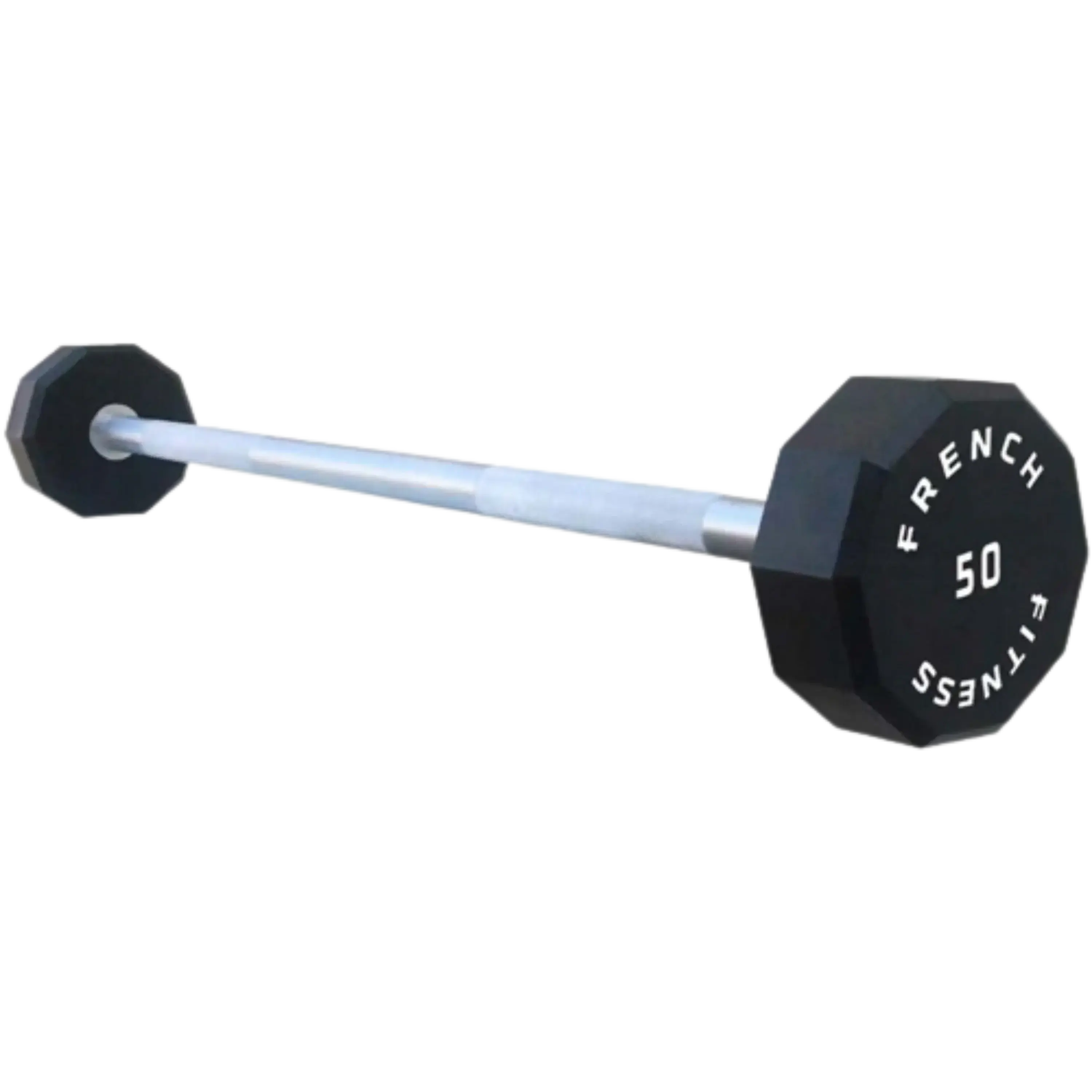 Straight Urethane Barbell, 50 lbs Single Fixed Weight Bar for Barbell Weight Lifting - Built-to-Last and Maintenance-Free, French Fitness, Virtually Maintenance-Free