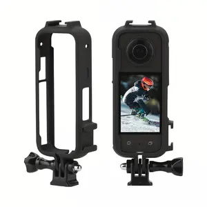 Anti-Drop Plastic Frame for Insta 360 X3 Sports Action Camera, Protective Case Cold Shoe Mount Accessory, Durable and Lightweight Design