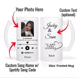 16oz Frosted Mug with Custom Photo Personalized Gift for Birthdays Anniversaries Unique Drinkware with Frosted Finish and Customizable Photo Option