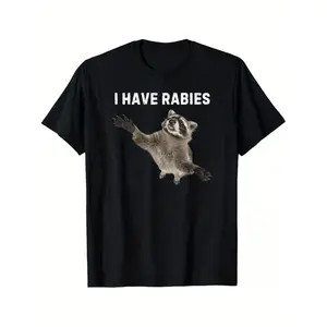 1pc I Have Rabies Dont Tailgate Me Sarcastic Meme Funny Vintage T-Shirt- 180g 100% Cotton- Crew Neck- Short Sleeve