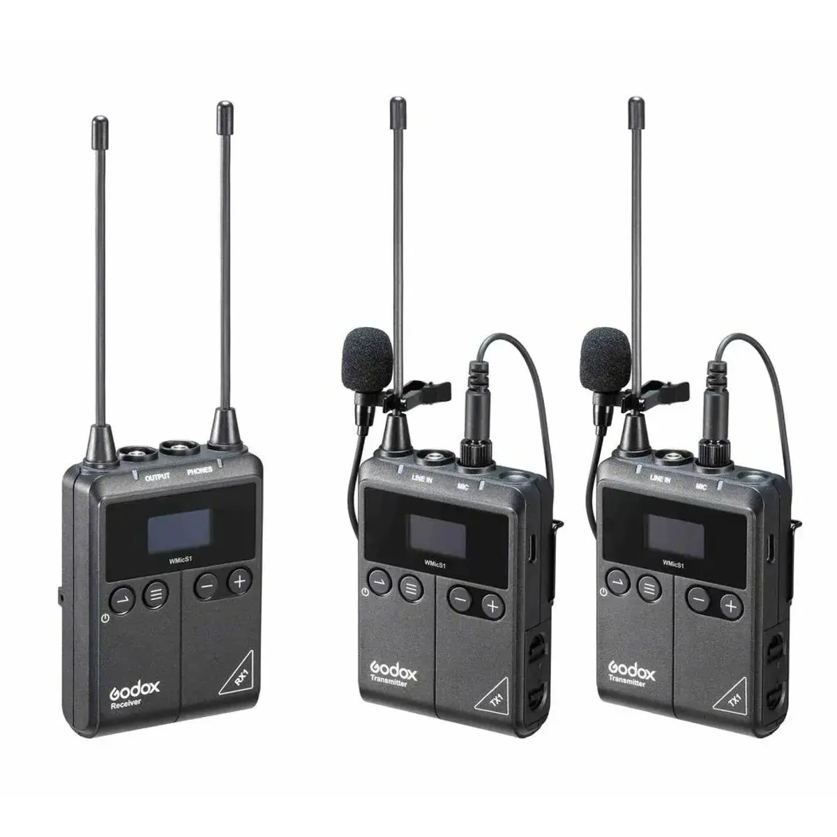 Godox WMicS1 UFH Wireless Microphone System 2 w/2x Omni Lavalier Mic
