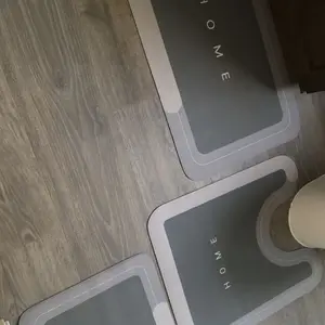 3PCS Absorbent Bath Mat Set - Quick-Drying Non-Slip Rubber Backed Rugs, Black Bathroom Kitchen Mats Made Of Diatom mud/TRP