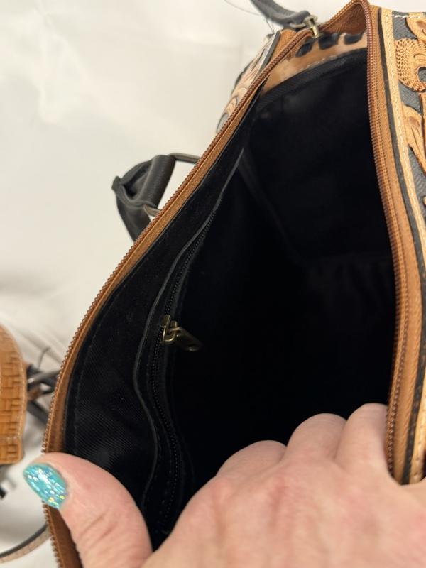 Tooled and cowhide mini