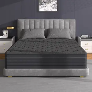 All-Grey Hybrid Mattress 12/14 Inch Queen Size | Cooling Gel Memory Foam + Pocket Springs | Medium Firm with Motion Isolation & Edge Support | Pressure Relief & Cool Sleep | CertiPUR-US | Bed-in-a-Box summergarden