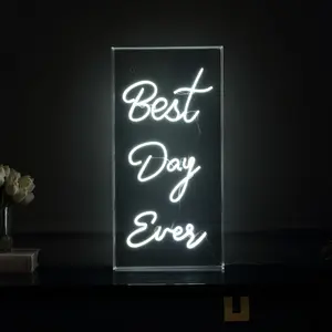 JONATHAN Y Best Day Ever Contemporary Glam Acrylic Box USB Operated LED Neon Light; for dorm, living room, dining room, college