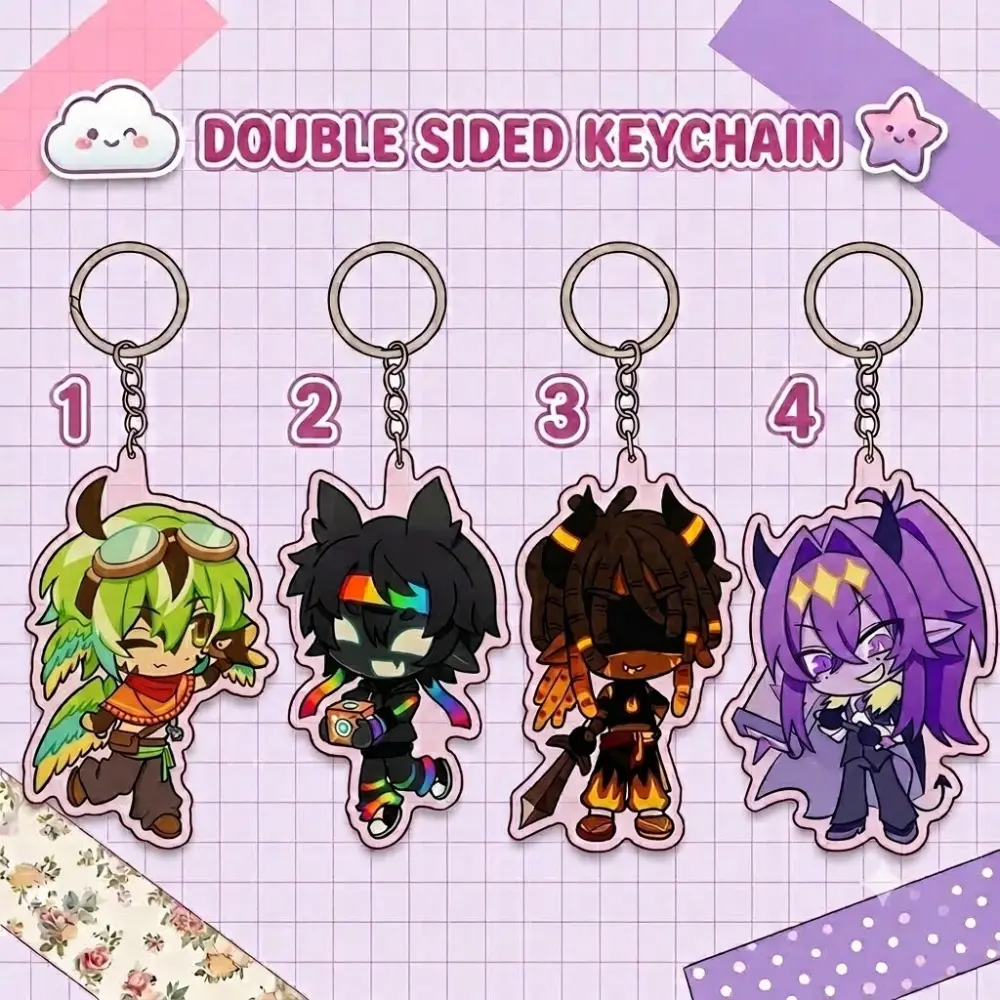 Cute Gamer MCYT Acrylic Keychain Pixel Style Character Charm, Backpack Pendant, Gaming Fan Collectible Gift