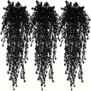 Set of 3 Elegant Artificial Hanging Flowers, Realistic Leaf Vine for Indoor Outdoor Wedding Halloween Fall Decorations, Artificial Flower Arrangements