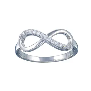 925 Sterling Silver Clear CZ Infinity Ring