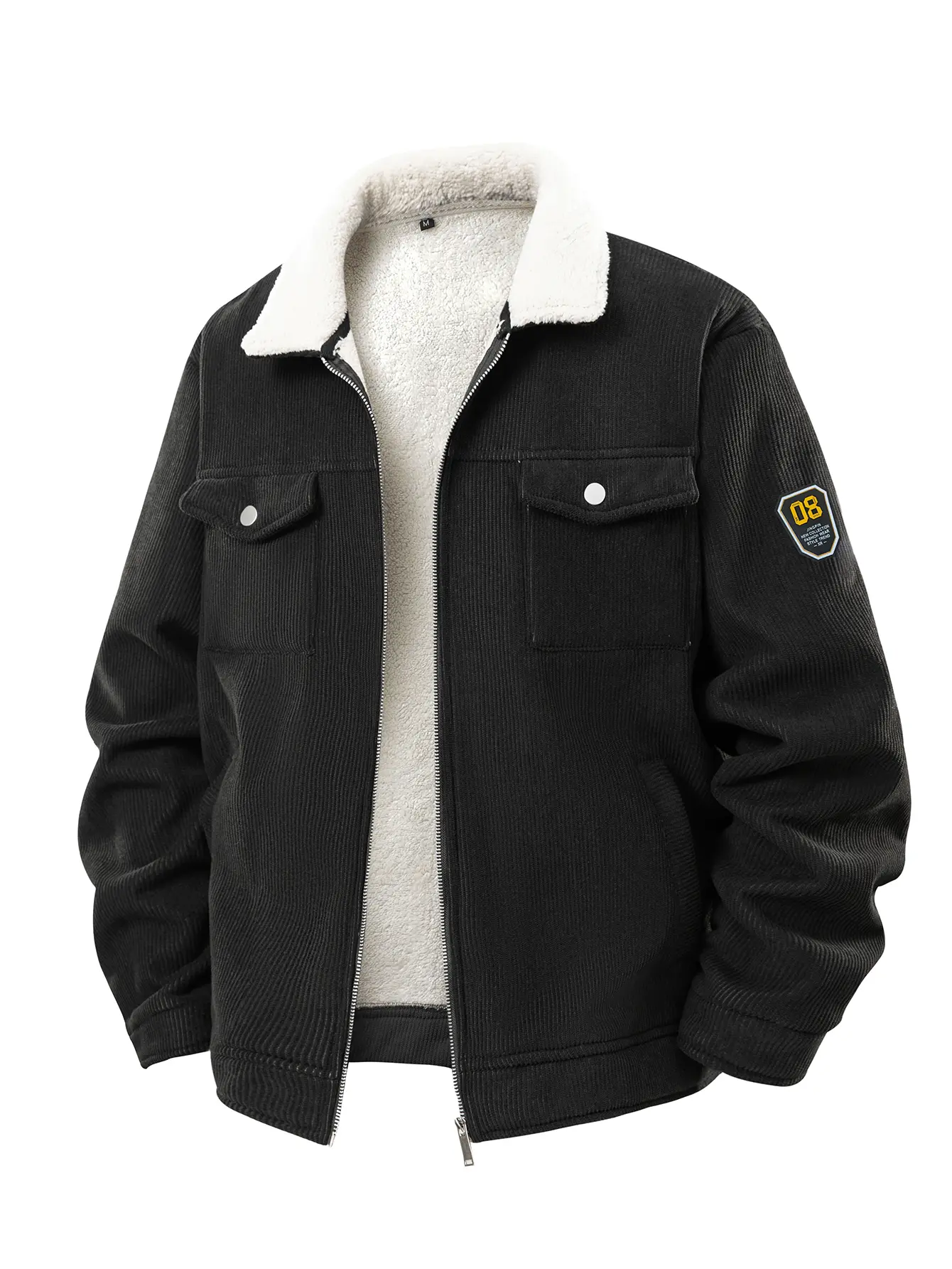 Men's Fleece Lined Corduroy Jacket Autumn Winter Warm Workwear Coat Stand Collar Fashionable Casual Versatile Daily Wear backtoschool
