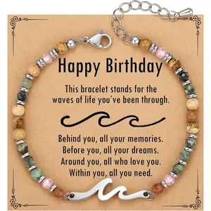 Wave Bracelet for Women Meaningful Birthday Gift for Bestie Friendship Jewelry Unique Sister Gifts for Her Stocking Stuffers for Women Christmas Present for Wife Daughter Mother Female Best Friend Anniversary Graduation Valentine Day Present for Girlfrien