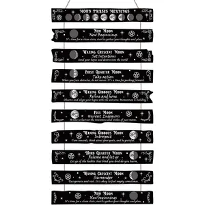 Moon Decorations Halloween Witch Decorations Kitchen Witchcraft Wizard Symbols Astronomical Decorations Moon Phase Meanings Nameplates Vintage Wall Decorations Home Party Supplies Black
