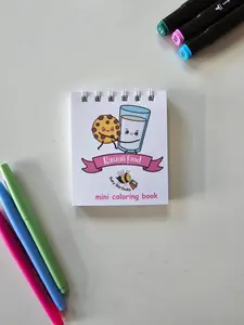 Kawaii Food Tiny Coloring Book, Mini coloring book for Adults, Coloring Book for kids, kawaii Coloring pages, Cute food Coloring Book