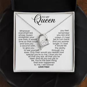 To My Queen Necklace, Anniversary Gift for Her, Birthday Christmas Gifts for Wife, Gifts for Girlfriend, Couples Necklace, Gifts for Her