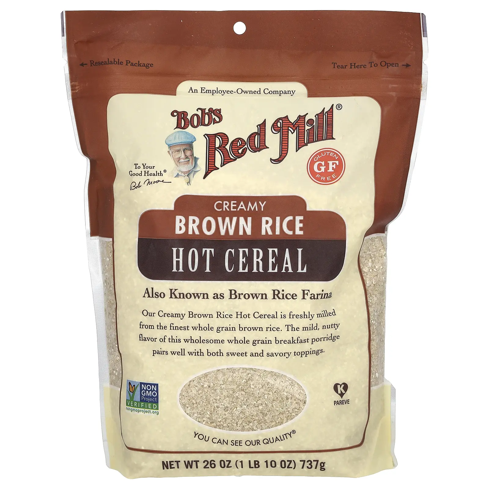 Bob's Red Mill Creamy Brown Rice Hot Cereal, 26 oz ( 737 g) Bob's Red Mill Creamy Brown Rice Hot Cereal, 26 oz ( 737 g)