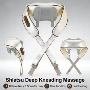Shiatsu Neck and Shoulder Massager | 3D Deep Tissue Kneading Massage Pillow | Neck Massager with Heat |Adjustable Strap Neck Massager for Home Office Car | Electric Neck Massager for Muscle Tension | Best Gift for Mom Dad Women Men Rechargeable Portable