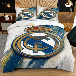 European Football Club Emblem Element Pattern Does Not Carry Cotton, Soft And Durable Bedding Cover Set, Includes 1 Duvet Cover And 1 Or 2 Pillowcases, Does Not Include The Core And Pillow Core, Suitable For Personal Use And As a Gift