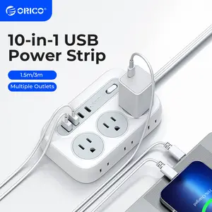 ORICO OG Series 10-in-1 Power Strip 6 AC Outlets 2 USB-A & 2 USB-C Ports Compact Surge Protector with Multiple Outlets for Home Office & Travel 1.5m/3m International Warranty Socket Adapters Plug Splitter-OG