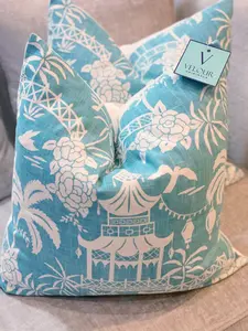 Turquoise Pagoda Chinoiserie Pillows