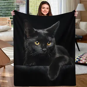 One Soft Flannel Gift For Cat Lovers Blanket Black Cat TV Sofa Blanket