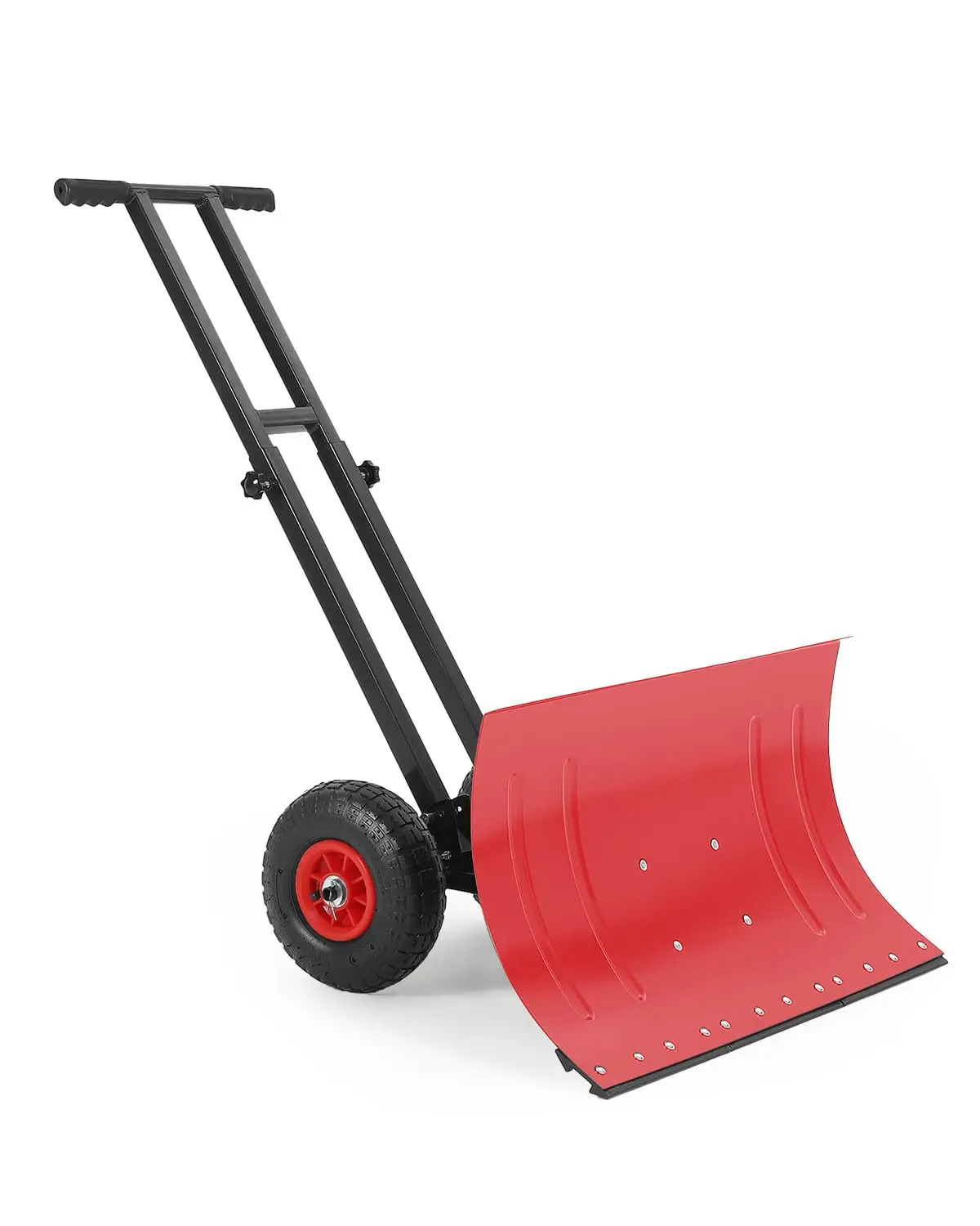GARVEE Heavy Duty Metal Snow Shovel with Wheels, 29x16.5in 5-Position Angled Blade, Adjustable Handle for Driveway, Sidewalk