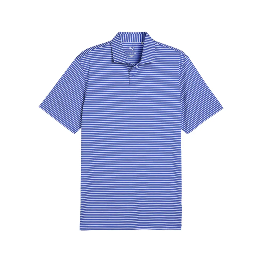 PUMA Mens Brrr Stripe Short Sleeve Golf Shirt Casual Casual - Blue