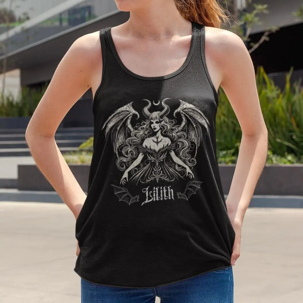 Lilith Pagan Goddess Tank Top, Occult Tank, Goth Witchy Shirt, Wicca Tee, Dark Gift for Her, Gothic Women Tank Top