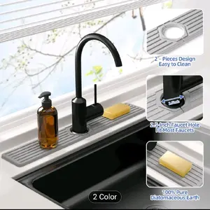 Stone Sink Mat for Kitchen Quick-Drying to Avoid Water Accumulation Highly Absorbent Drying Mats for Kitchen And Bathroom Countertops Measuring 23.6" X 3.9" Splash