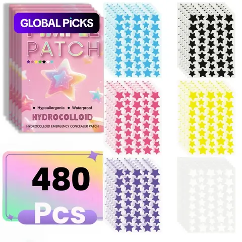 480pcs/set Facial Hydrocolloid Acne Patches, Blemish Patches, Acne Patches For Face, Cute Star-Shaped Acne Pimple Patch, Alcohol-Free, Odorless, Gentle and Non-Irritating Acne Spot Stickers, Acne Clearing Products for All Skin Types #GLOBAL PICKS
