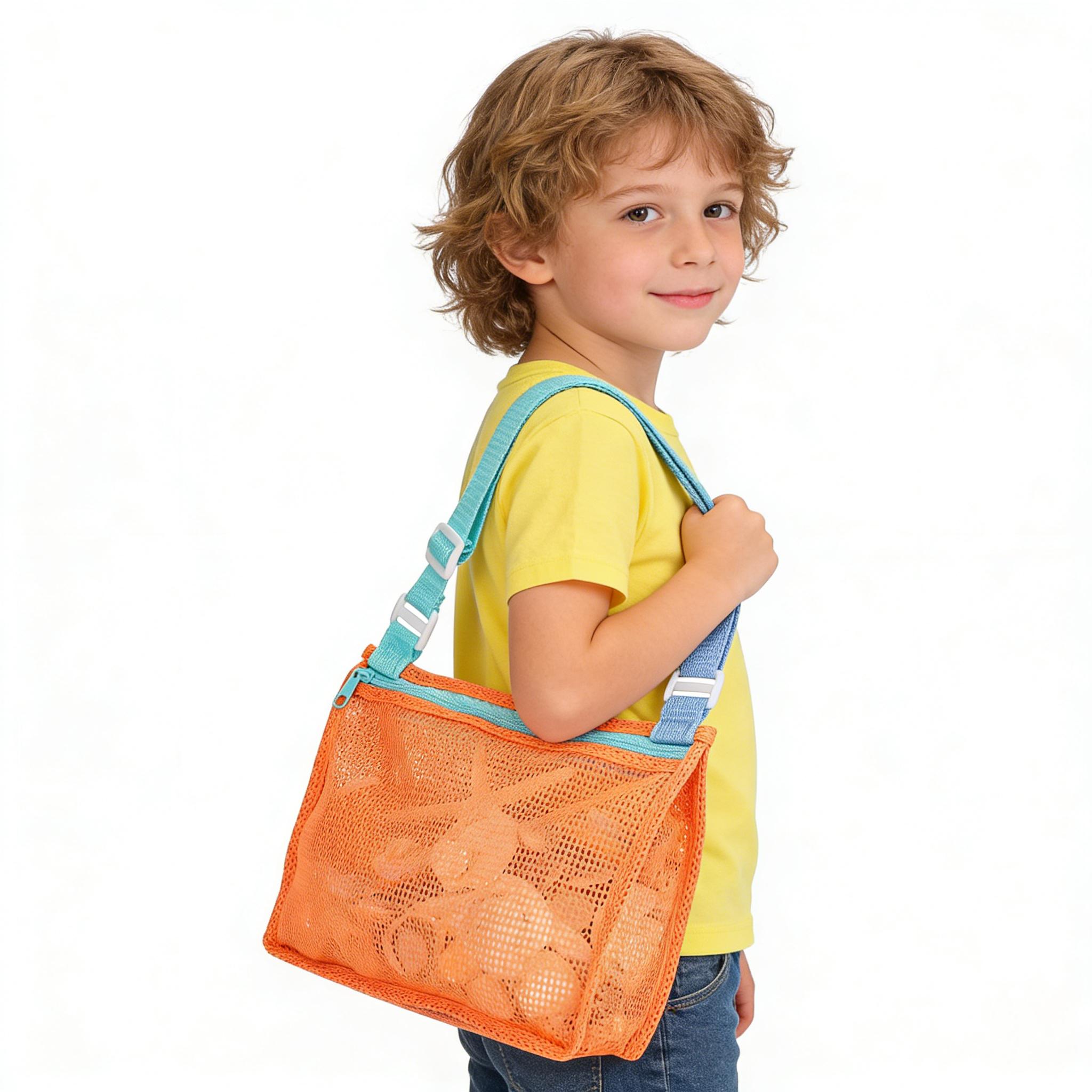 Mesh Beach Bag with Zipper, Sand Toy Storage Bag for Holding Shells and Pool Accessories, Swimming Gear for Kids, Boys and Girls Mesh Beach Bag with Zipper, Sand Toy Storage Bag for Holding Shells and Pool Accessories, Swimming Gear for Kids, Boys and Girls