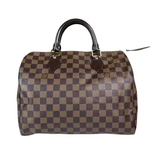 Pre-owned Louis Vuitton Leather Top Handle Bags Damier Ebene Speedy 30 Top Handle Bag Brown & Brown Checker Pattern, Classic Design, Durable Material