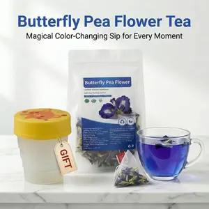 Butterfly Pea Flower Natural Tea Bags Selected Premium Ingredients No Additives Individually Wrapped for Home Office Hot & Cold Brewing Cooling Relief organic chicory gardenia anti flamma