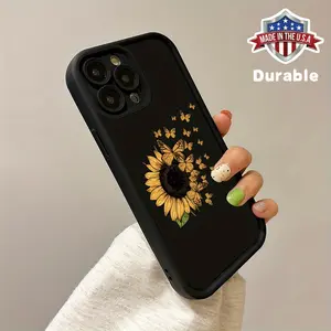 for iPhone 16 15 14 13 12 11 Pro Max XS X mini Plus Sunflower Pattern silicone Phone Case A fashionable and popular choice, a gift for him or her FJ1 Protector Smartphone