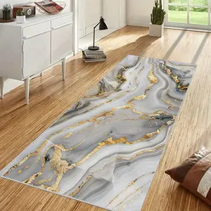 A minimalist marble-patterned hallway rug, lightweight and easy-to-clean foldable floor mat, washable and low-maintenance home decor carpet suitable for hallways, passageways, staircases, bedrooms, beside beds, kitchens, and more.