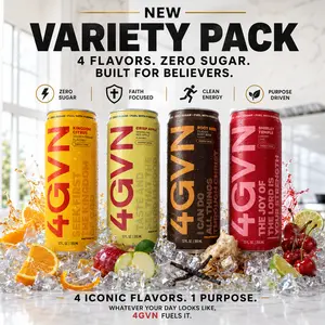 4GVN Classic Variety Pack - 4 Flavors in One Pack: Crisp Apple, Root Beer, Shirley Temple, Kingdom Citrus - 12 Fl oz Cans