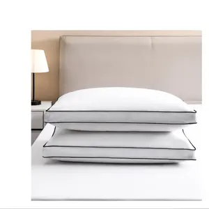 Gusseted Feather Down Pillow Set of 2, Medium Firm Hotel Bed Pillows 2 Pack, King Size for Side Sleepers