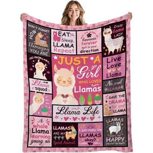 Llama Blanket Gifts for Women Girls, Llamas Gifts for Birthday, Alpaca Blanket Gifts for Girl, for Llama Lovers, Flannel Blankets for Couch, Sofa, Travel, Gifts for Christmas Thanksgiving Day 50x60
