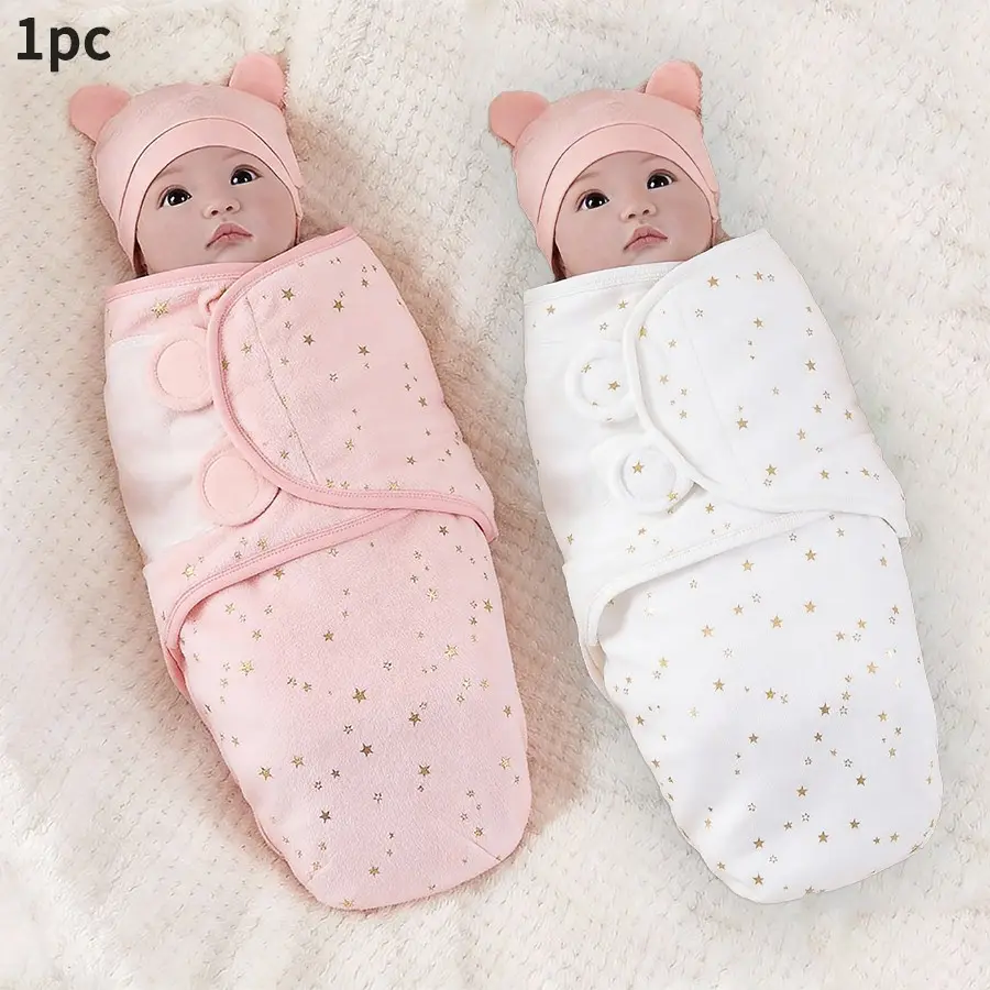 Baby Swaddle Blanket, Calming Anti-Jump Wrap, Newborn Star Pattern, Soft Skin-Friendly, 1 Piece Infant Sleep Cover, Bedding Accessories