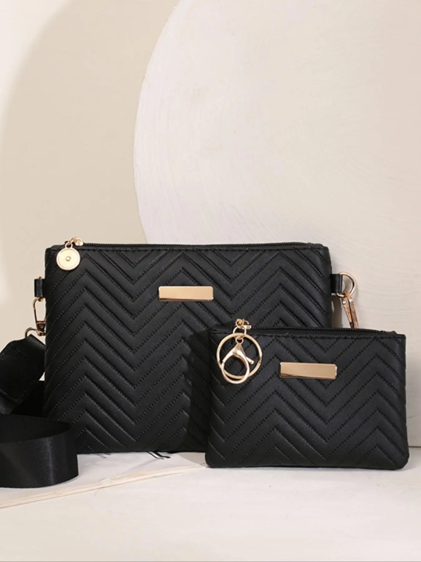 Women's Fashionable  Quilted Design Crossbody Bag & Wallet, Casual Versatile Zipper Shoulder Bag Set for Daily Used, Trendy All-match Commuter Bag, Crossbody Clutch Purse, Casual Crossbody Bags