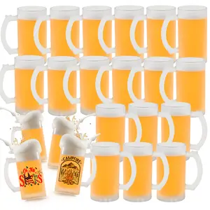 ICESIP 24Pack Beer Mugs Set,Glass Mugs With Handle 16oz sublimation Beer Glasses For Freezer,Beer Cups Drinking Glasses 500ml,Pub Drinking Mugs Stein Water Cups For Bar,Alcohol,Beverages